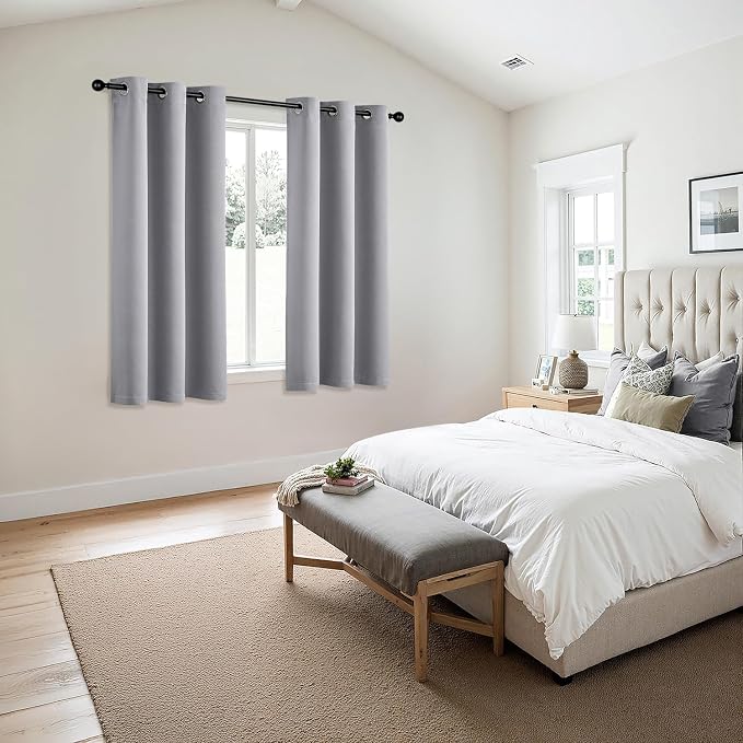 MIULEE Blackout Curtains for Bedroom 2 Panels 40 x 63 Inch Long Light Grey | Thermal Insulated, Living Room Darkening Grommet Drapes, Noise Reducing, Light Blocking Window Treatments
