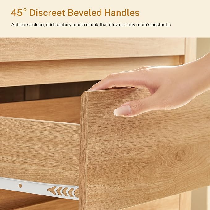 TEENFON 63" Dresser for Bedroom with 9 Drawers, Modern Dressers & Chests of Drawers with Metal Handles, Wooden Dresser TV Stand, Bedroom Dressers, for Bedroom, Hallway, Natural
