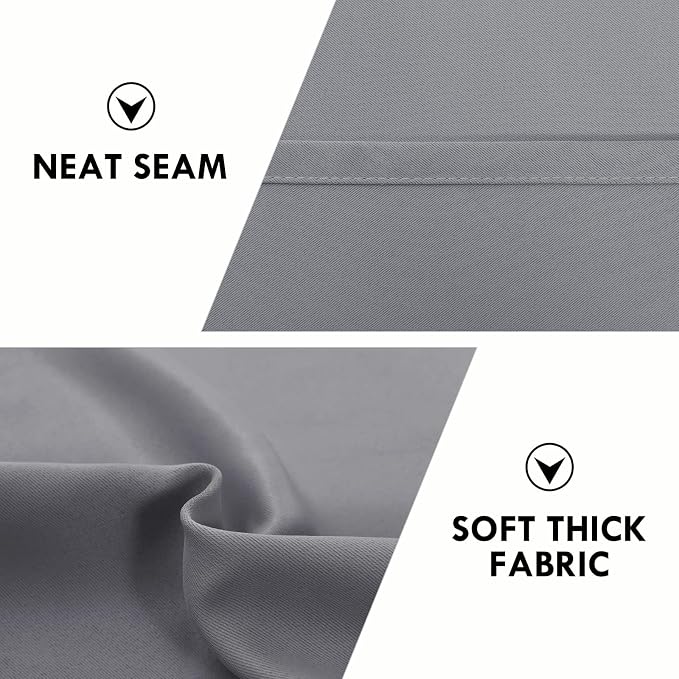 DWCN Wide Blackout Curtains for Bedroom Living Room 70 x 63 Inch Long Grey | 2 Panels Set, Room Darkening, Thermal Insulated, Light Blocking, Rod Pocket Drapes, Noise Reducing Window Treatments