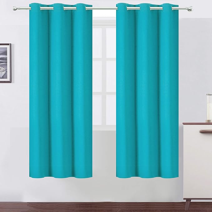 Teal Thermal Blackout Curtains/42 x 72 Inch/Set of 2 Panels Room Darkening Curtains for Bedroom