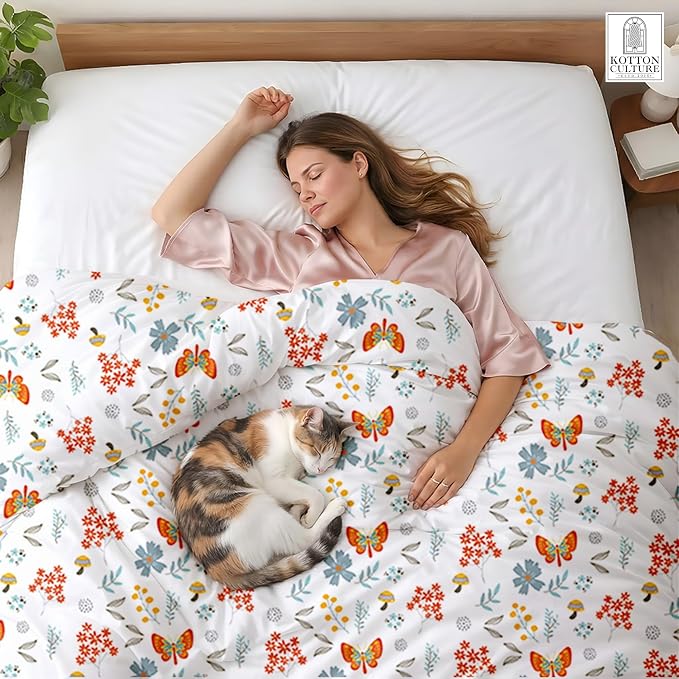 120"x98" 1 Pc Oversized King Duvet Cover Only 100% Egyptian Cotton - 600 TC Comforter Cover, Zipper Closure & Corner Ties - Fits Large King Inserts (Oversized King, Rain Forest)