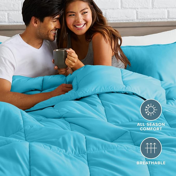 Bare Home Queen Comforter Set - 1800 Ultra Soft (Queen, Aqua) | All-Season, Breathable, Hypoallergenic, Premium 1800, Warm, Cozy