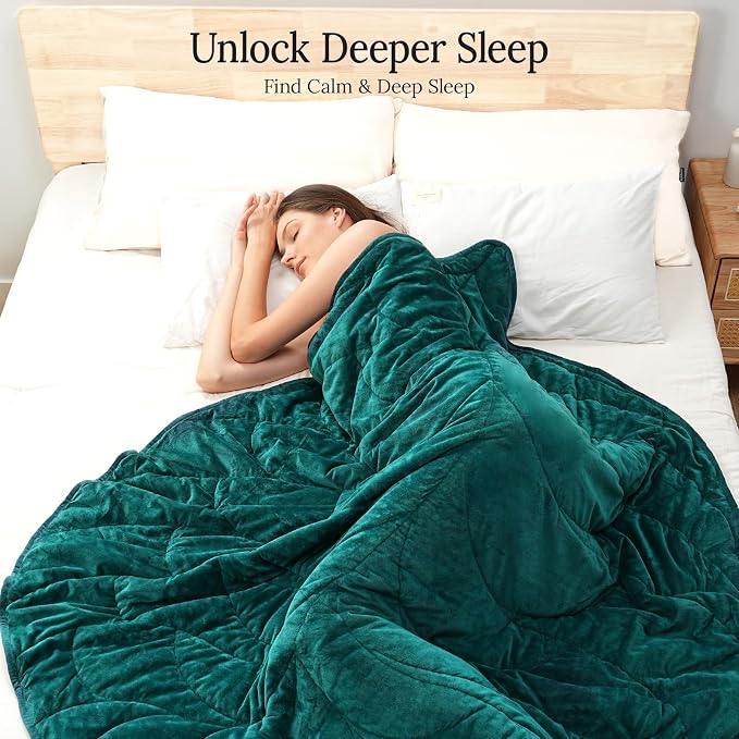 Weighted Blanket for Adults, 10 lbs, 60" x 78" washable Blankets, Green | Soft Queen Size Heavy Blanket, Large Weighted Blankets with Glass Beads for Stress Relief and Sleep Promotion