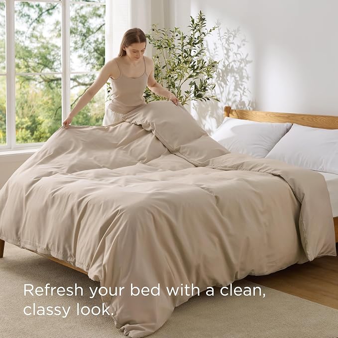 Bedsure Duvet Cover King Size, 1Pc Soft Double Brushed Bedding, Light Brown | For Kids & Adults, 104"x90", Only 1 Comforter Cover, No Pillow Shams, Hotel Luxury, Breathable, Lightweight, Zipper Closure