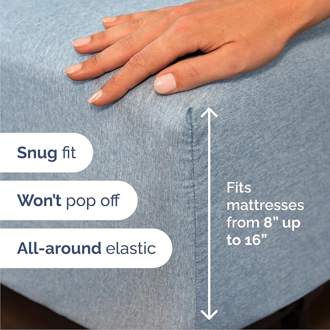 Cal King 6 Piece Bed Sheet Set - Soft & Cooling Sheets - Heathered Blue | Ultra-Soft Hotel Luxury Bedding Set with 8-16 Inch Deep Pockets, 1 Flat & 1 Fitted Sheet & 4 Pillowcases, Wrinkle & Fade Free