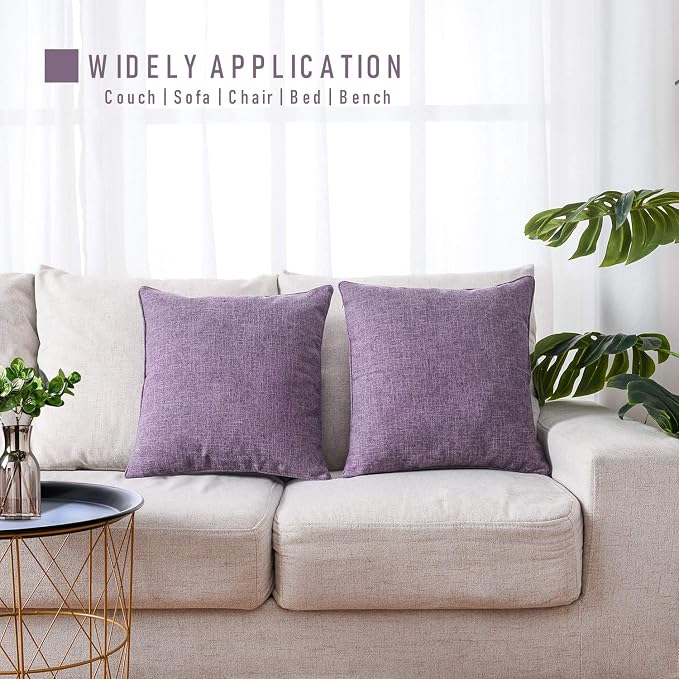 HPUK Throw Pillow Covers 18x18, Set of 2, Lavender Mist Couch Pillow Covers | Polyester fabric, solid-color design, hidden zippers, machine washable, for sofas and beds, inserts not included