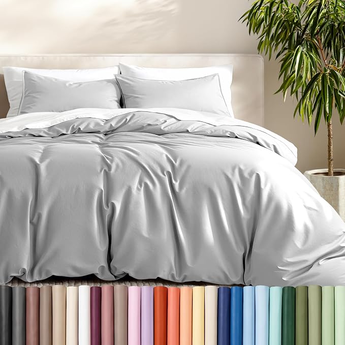 Bare Home Duvet Cover Set 1800 Ultra-Soft (Full, Cloud Grey) | Lightweight, Cooling, Breathable, Premium 1800 Ultra-Soft, All-Season