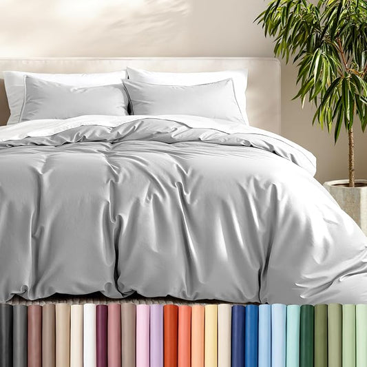 Bare Home Duvet Cover Set 1800 Ultra-Soft (California King, Cloud Grey) | Lightweight, Cooling, Breathable, Premium 1800 Ultra-Soft, All-Season