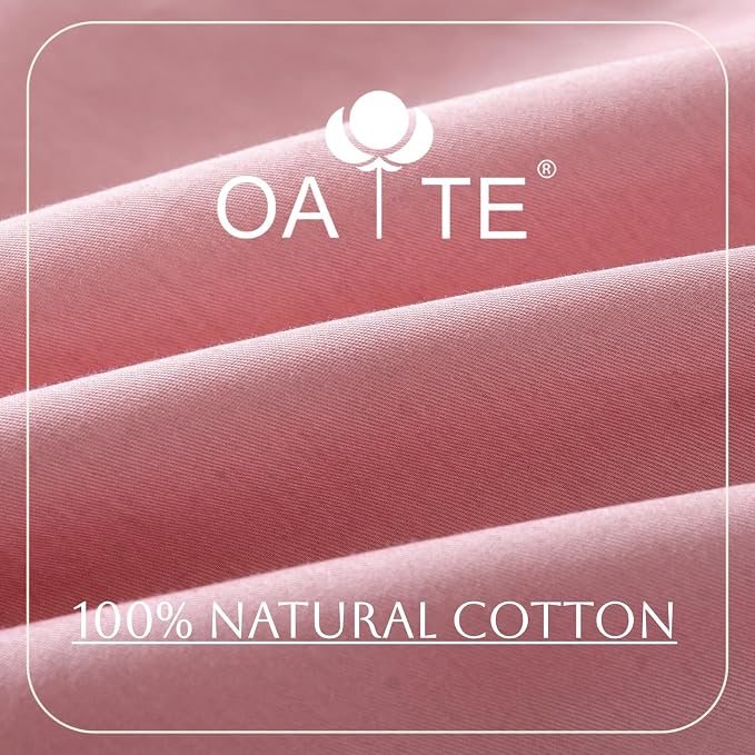 OAITE Duvet Cover Set 100% Washed Cotton Solid 3pcs | Soft,Durable,Long-staple Cotton,Hidden Zipper with 8 Interior Corner Ties,2 Pillowcases
