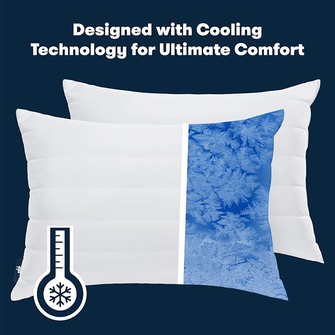 Serta Down Illusion Ultra Support Cooling Pillows, King (2 Pack) | Down alternative fill and cooling cover offer soft comfort for every sleep position, hypoallergenic and machine washable