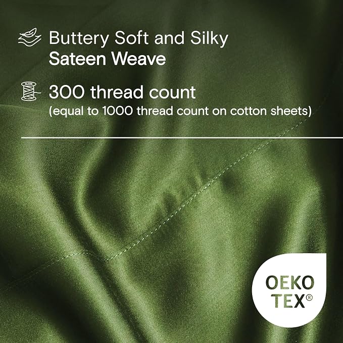 DOZ Duvet Cover Set, 100% Viscose derived from Bamboo, Organically Grown, Buttery Soft, Cooling Duvet Covers, High GSM, 1 Duvet Cover and 2 Pillowcases, 106"x90" (Forest, King/Cal King)