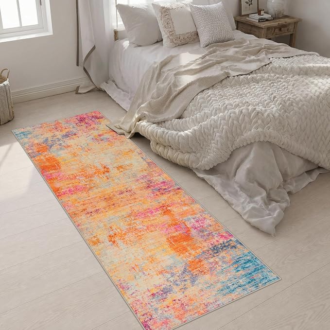 2.6x8 Washable Runner Rug：Modern Abstract Soft Carpet Galaxy Haze | For Hallway, Bedroom, Kitchen, Laundry, Bathroom,Door Mat,Modern Abstract,Machine washable,Non-Slip,Stain Resistant,Indoor