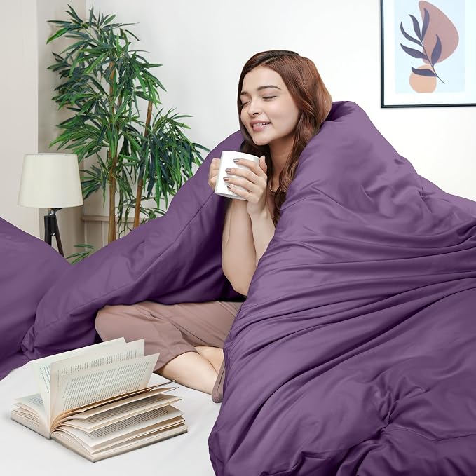 Duvet Cover King, 3 PC Cotton Like Polyester With Zipper Closure, Eggplant | Extra Soft and Breathable, Wrinkle & Fade Resistant, Includes Duvet Cover and 2 Pillow Shams, Comforter Not Included, OekoTex