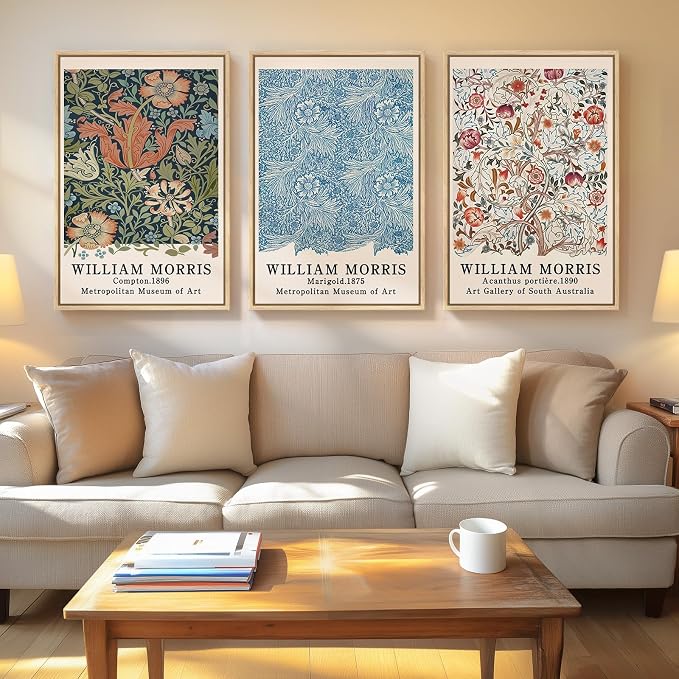 Framed William Morris Wall Art Set of 3, Large Vintage Floral Botanical Canvas Prints, Colorful Nature Artwork for Living Room, Bedroom, Hallway or Office Decor, Total Size 30x60 Inch | Nature artwork, Colorful prints, 30x60 inch, Living room, Bedroom,...