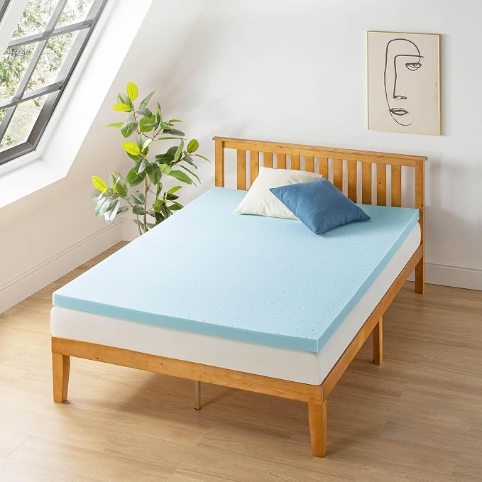 Mellow 2.5 Inch Ventilated Memory Foam Mattress Topper, Cooling Gel Infusion, CertiPUR-US Certified, Dorm Essentials, Full