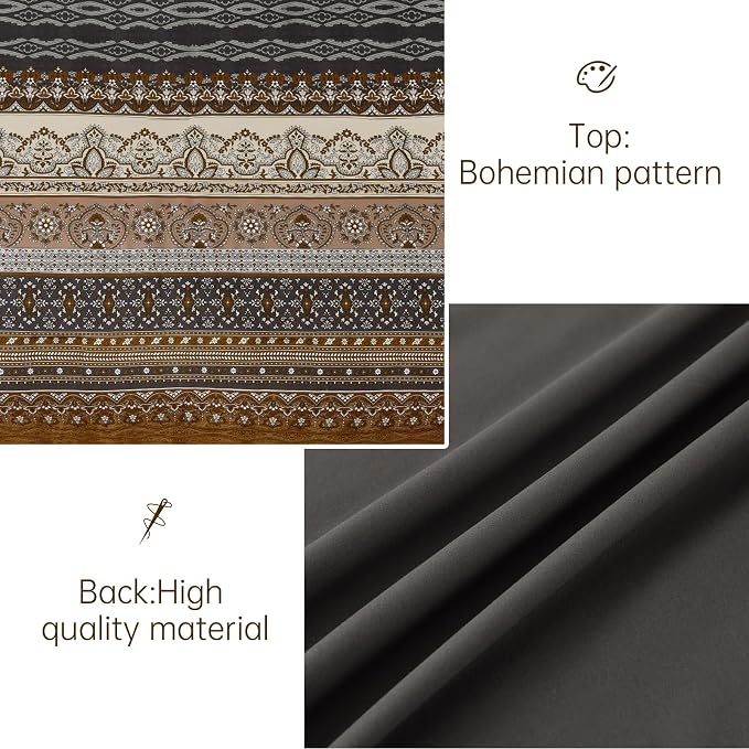 Cottolester Boho Queen Comforter Set 8 Pieces,Brown Black Bohemian Comforter Paisley Striped Bed in A Bag,Soft Microfiber Bedding Set for All Season