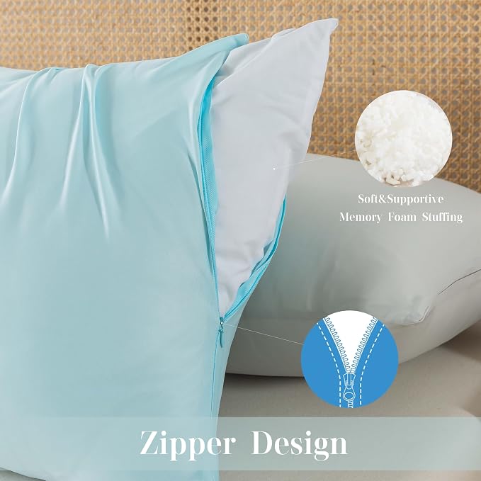 WhatsBedding Memory Foam Body Pillow with Cover, Long Bed Pillow for Adults | Zippered Removable Cooling Cover, Full Body Pillow for Adults, Long Pillow for Sleeping, Ideal for Hot Sleepers
