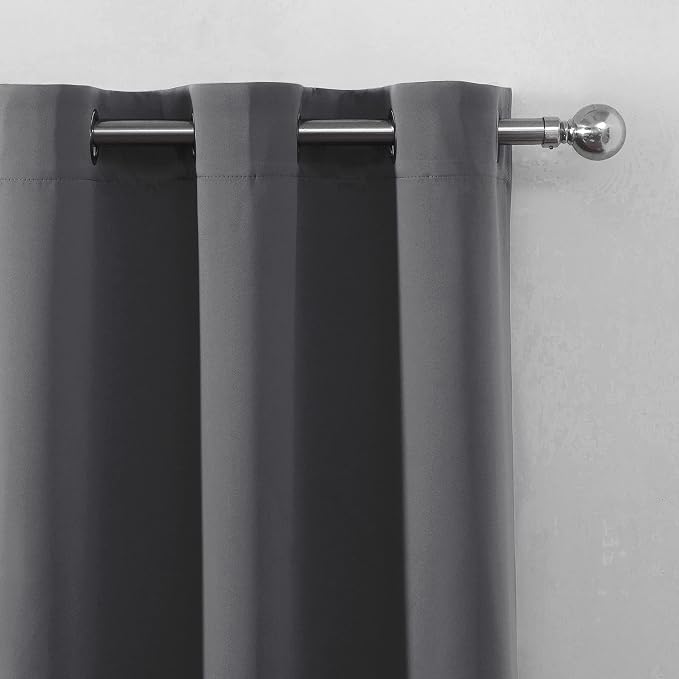 Frost Grey Blackout Curtains, 42 x 54 Inch Length, Set of 2 Panels, Grommet Bedroom & Living Room Curtains