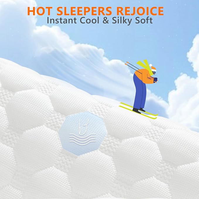 UYWO Cooling Shredded Memory Foam Bed Pillows Queen Size 1 Pcak | Firm/Soft Cooling Bed Pillows for Side/Back/Stomach Sleepers, Ergonomic Neck Support Pillow