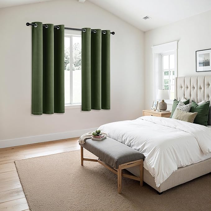 MIULEE Blackout Curtains for Bedroom 2 Panels 40 x 54 Inch Long Olive Green | Thermal Insulated, Living Room Darkening Grommet Drapes, Noise Reducing, Light Blocking Window Treatments