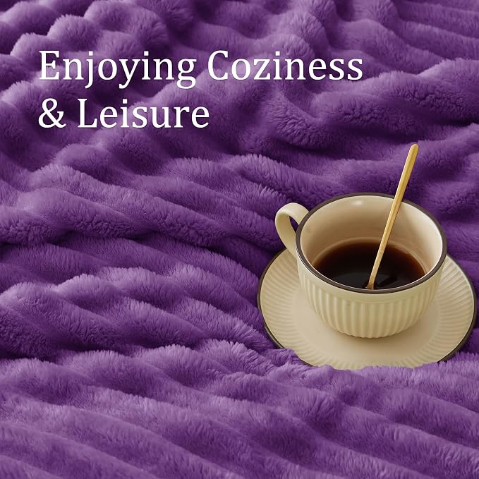 BEDELITE Striped Fleece Throw Blanket, Purple, 50"x60" | 300GSM Microfiber Fleece, Soft Cozy, Lightweight Warm, Double-Sided Plush, Machine Washable, Gift, Room Decor, for Couch Sofa