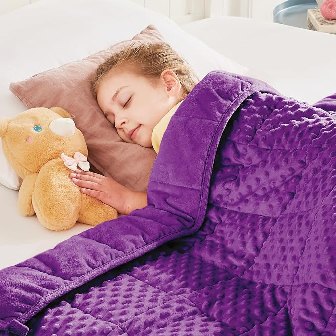 Weighted Blanket - 3 lbs Purple Minky Heavy Blanket, 20"x30", Small Size Breathable Lap Blanket
