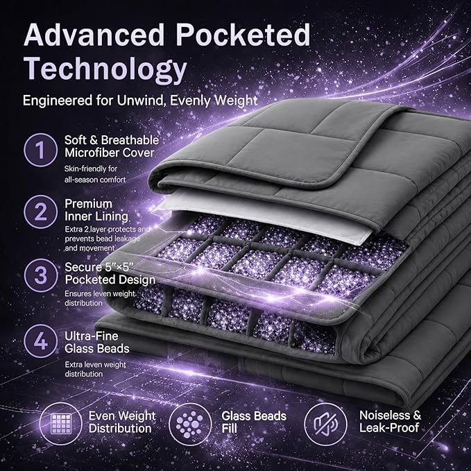 Weighted Blanket for Adults 25lbs, 80"x87", King Size Cooling Heavy Throw Blanket for 220-280lbs, Microfiber Soft Thick Big Blankets Weighted Comforter Breathable Gift for Sleeping, Grey