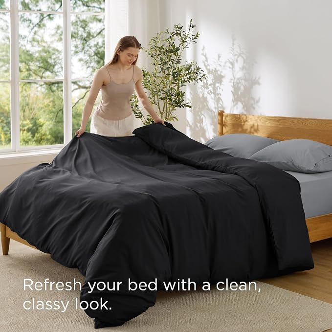 Bedsure Duvet Cover King Size, 1Pc Soft Double Brushed Bedding, Black | For Kids & Adults, 104"x90", Only 1 Comforter Cover, No Pillow Shams, Hotel Luxury, Breathable, Lightweight, Zipper Closure