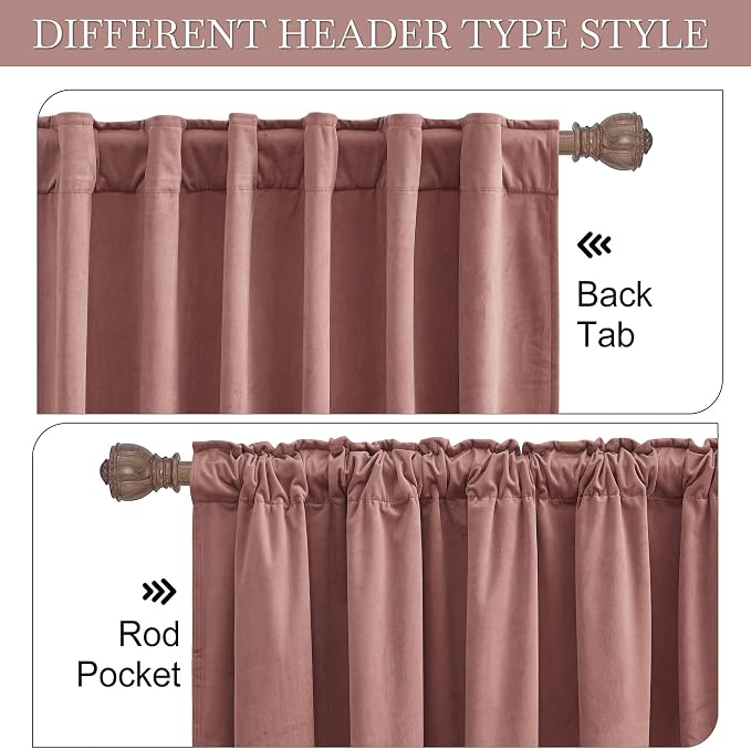 RYB HOME Wild Rose Velvet Curtains 90 inches for Bedroom Living Room | Thermal Insulated, Privacy UV Block, Noise Reducing, Energy Saving, Luxury Window Decor for Dining Room, W52 x L90, 2 Panels