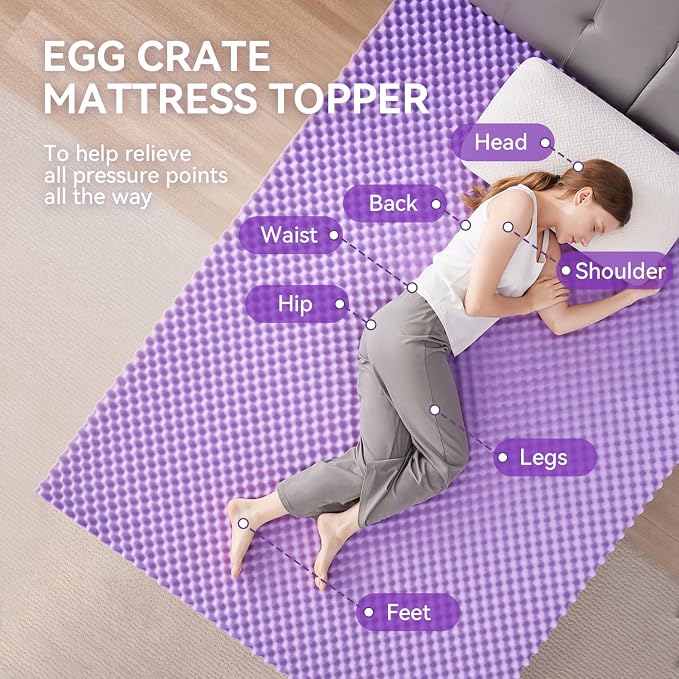 SINWEEK 1.5 Inch Egg Crate Memory Foam Mattress Topper Twin Size, Soft Mattress Pad for Back Pain Relief, Bed Topper, CertiPUR-US Certified