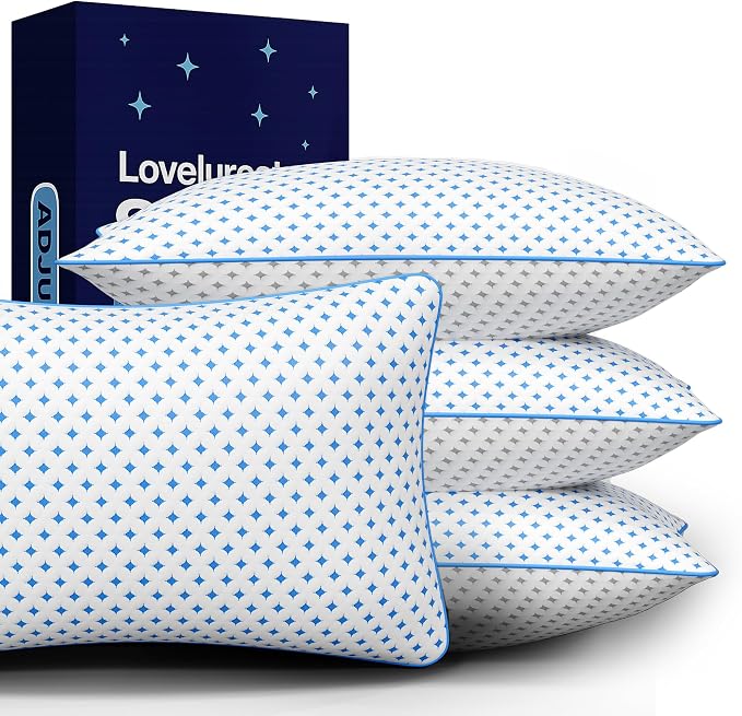 Queen Pillows Set of 4, Cooling Shredded Memory Foam Pillows | Adjustable Loft, Balanced Support, Medium Firm Feel, Side Back Stomach Sleepers, Washable Cover, Airflow Design, Easy Care