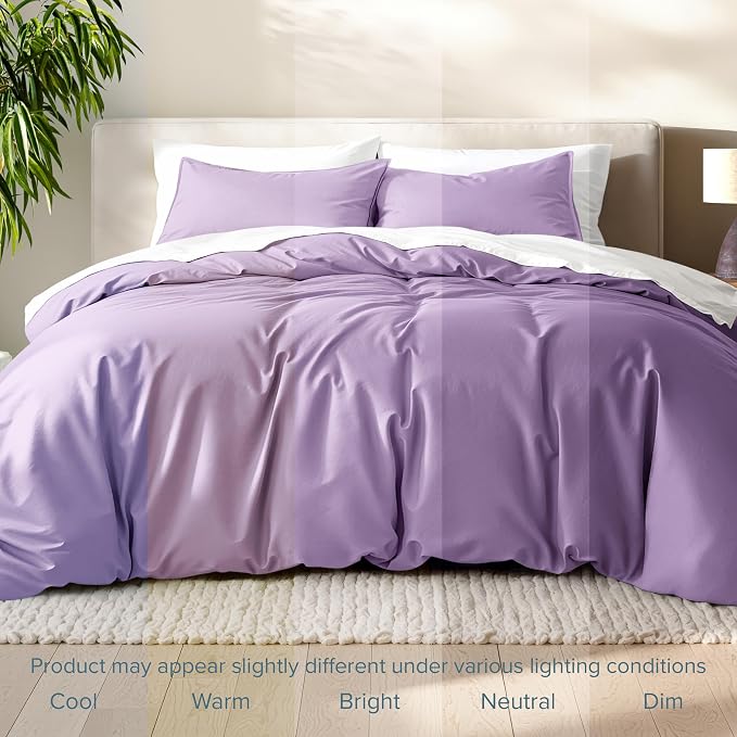 Bare Home Duvet Cover Set 1800 Ultra-Soft (King, Lavender) | Lightweight, Cooling, Breathable, Premium 1800 Ultra-Soft, All-Season
