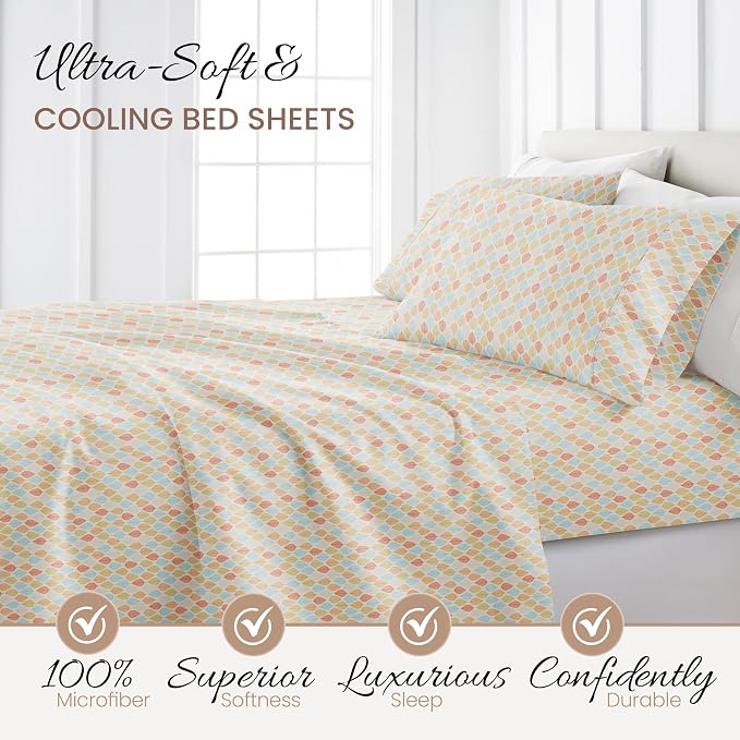 Linen Market Double-Brushed Patterned Microfiber Twin Sheet Set 3 Piece – Oeko-TEX Certified Ultra Soft & Wrinkle-Free - 16" Deep Pocket Sheets - Easy Care Twin Size - Fall Foliage Yellow