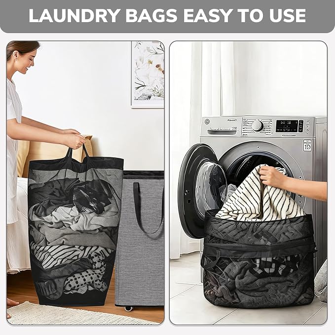 Goodpick 75L Laundry Basket with Wheels & Removable Wash Bag for Dorm | Rolling Laundry Hamper with Handle for Dirty Clothes, Fodable Hamper for College Dorm, Laundry Hamper on Wheels, Light Grey