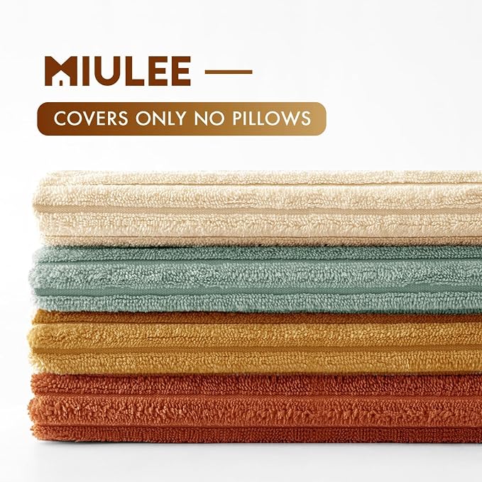 MIULEE Soft Corduroy Decorative Throw Pillow Covers Teal-Rust 20x20 | Set of 4, Mordern Rustic Home Decor, Retro Vintage Set, Boho Farmhouse Cushion Covers for Couch Bed Sofa Living Room