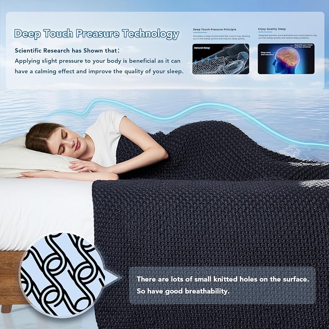 Knitted Weighted Blanket - 48"x72" 12lbs Cooling Chunky Knit Heavy Blanket for Adults Cable Yarn Knit Decorative No Beads Soft, Cozy and Cooling Weighted Throw Blankets Machine Washable