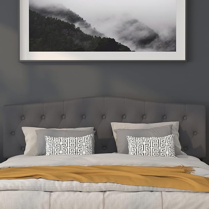 Flash Furniture Cambridge Tufted Upholstered King Size Headboard in Dark Gray Fabric