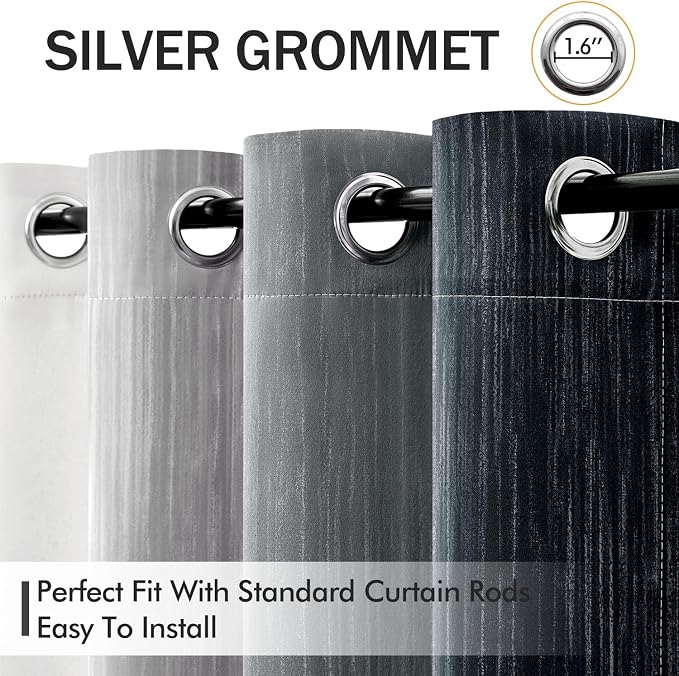 MIULEE Black and Greyish White Ombre Blackout Curtains 52Wx90L Set of 2 | Full Room Darkening,Thermal Insulated,90 Inch Long,Grommet Drapes for Bedroom/Living Room,Modern Window Treatments