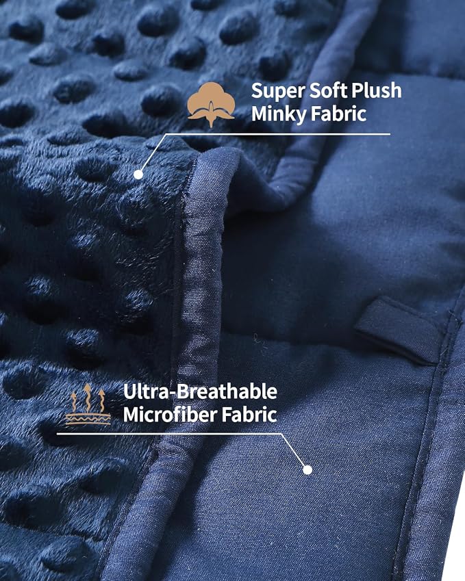 Mr. Sandman Weighted Blanket for Adults, Full Size 12 lbs, 48 x 72 Inches | Cooling Soft Minky for Hot Sleepers; Machine Washable; Filled with Glass Beads; Heavy Bed Throw for Sleep; Navy Blue
