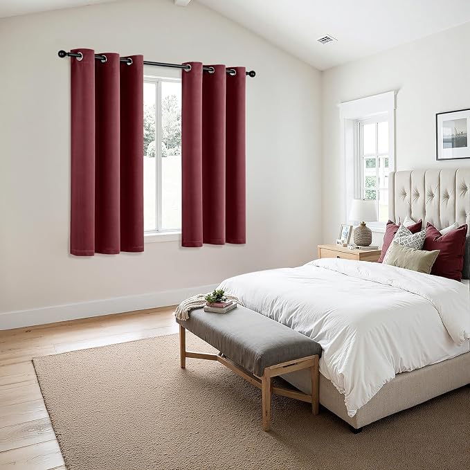MIULEE Christmas Blackout Curtains for Bedroom 2 Panel 40"x54" Burgundy Red | Thermal Insulated, Living Room Darkening Grommet Drapes, Noise Reducing, Light Blocking Window Treatments