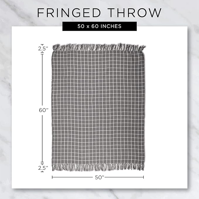 DII Rustic Farmhouse Double Diamond Woven Throw, 50x60, Pumpkin Spice