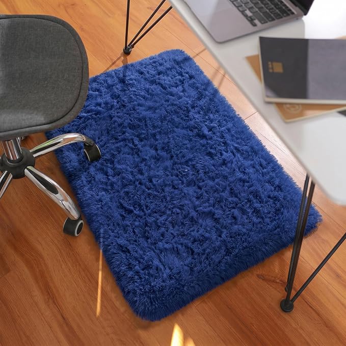 Ophanie Small Rug Washable Non Slip Throw Bedside Area Rugs, Fluffy Soft Blue Mini Bedroom Carpet, Affordable Door Entryway Indoor Inside Front Entrance Dog 2x3 Mat, Home Decor Aesthetic, Nursery