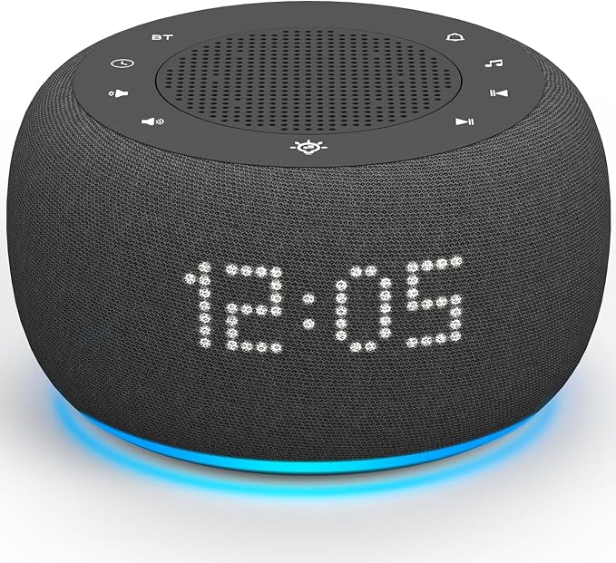 Buffbee Pro 2nd Gen| Sound Machine, Alarm Clock with Bluetooth Speaker | Upgraded Rechargeable Battery, White Noise Machine with 25 Sleep Sounds, Portable for Travel & Bedroom