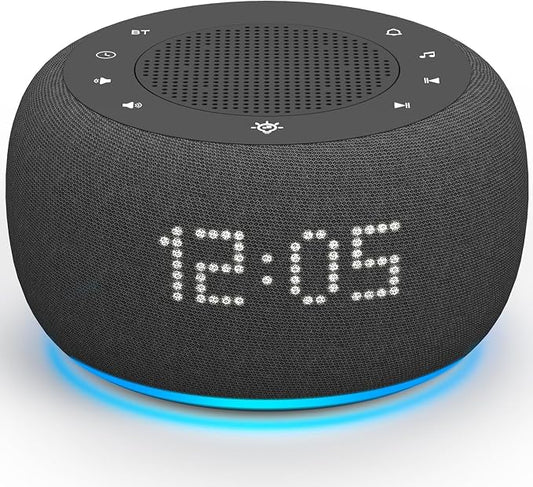 Buffbee Pro 2nd Gen| Sound Machine, Alarm Clock with Bluetooth Speaker | Upgraded Rechargeable Battery, White Noise Machine with 25 Sleep Sounds, Portable for Travel & Bedroom