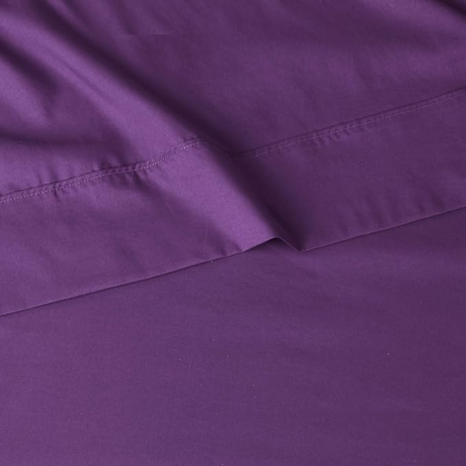 Amazon Basics Breathable Microfiber 4-Piece Bed Sheet Set with 14-Inch Deep Pockets, Wrinkle Resistant, King, Plum, Solid