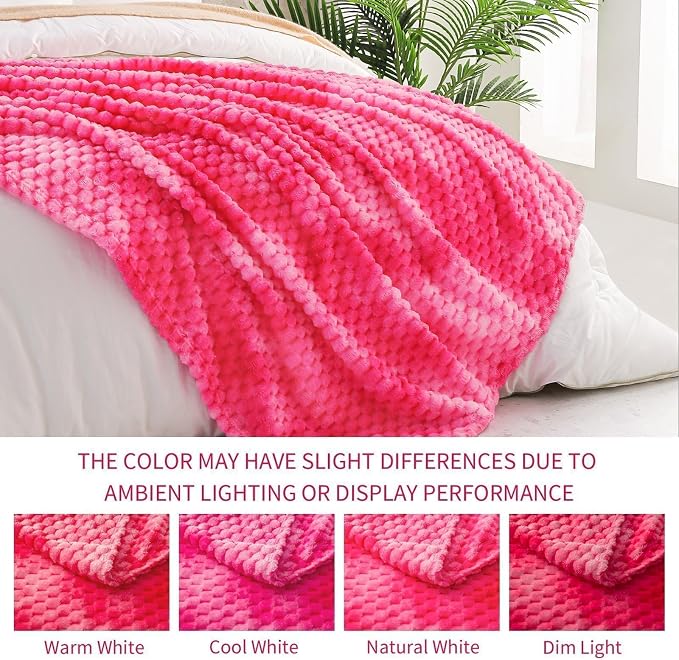 Exclusivo Mezcla Large 3D Fleece Throw Blanket for Couch, Tie-dye Pink | Extra Soft Fuzzy Plush Lightweight Throws, Cozy Fluffy Decorative Blankets for All Seasons, 50x70 Inches