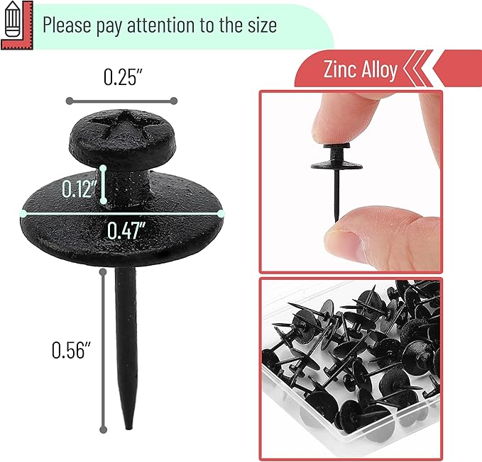 Mr. Pen- Double Headed Picture Hanging Nails, 80 Pack, Black, Picture Nails | Tacks for Wall Hangings, Wall Pins for Hanging, Wall Nails for Hanging, Thumb Tacks for Wall Hanging, Picture Hangers