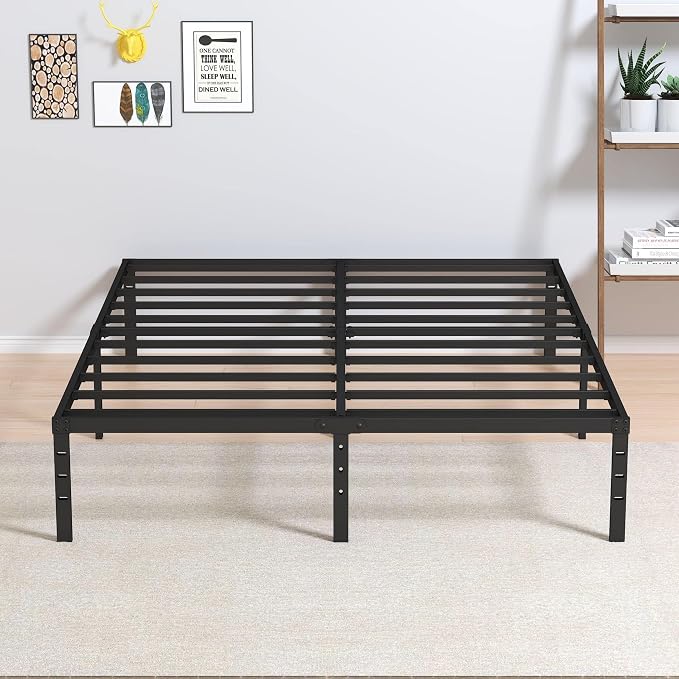 Maenizi 14 Inch Queen Bed Frame Heavy Duty Metal Support Up to 3000 lbs | Bed Frame Queen Size No Box Spring Needed, Under Bed Storage, Easy Assembly, Noise Free, Black