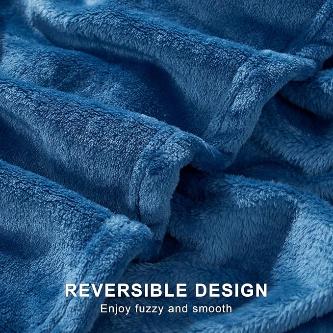 Hansleep Full Mineral Blue Fleece Blanket, Soft Flannel Bed Blanket | Fuzzy Cozy Blanket 84x90 Inches, Multi-use for Bed, Sofa, Couch, Travel, Camping, All Season Warm Lightweight Cover