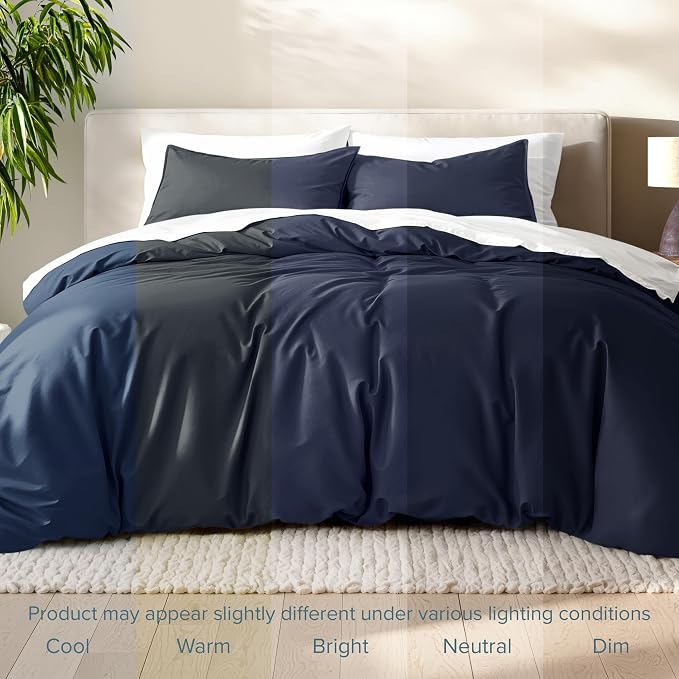 Bare Home Duvet Cover Set 1800 Ultra-Soft (King, Midnight Blue) | Lightweight, Cooling, Breathable, Premium 1800 Ultra-Soft, All-Season